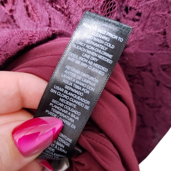 White House Black Market Purple Lace 3/4 Sleeve Mini Dress Women's Size 10 - Picture 8 of 9